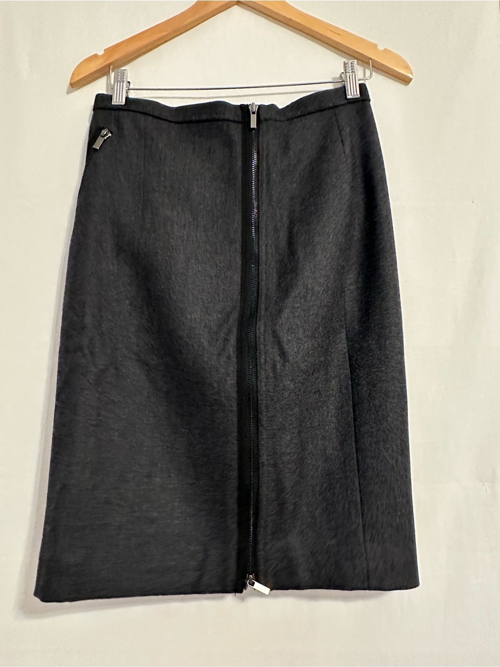 J. Crew Black Wool Front-Zip Midi Skirt, new without tags